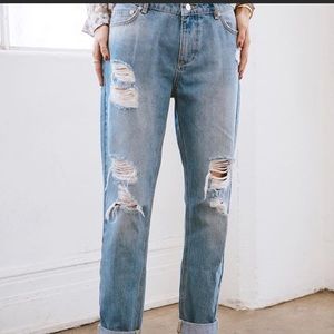Light wash high rise boyfriend jeans